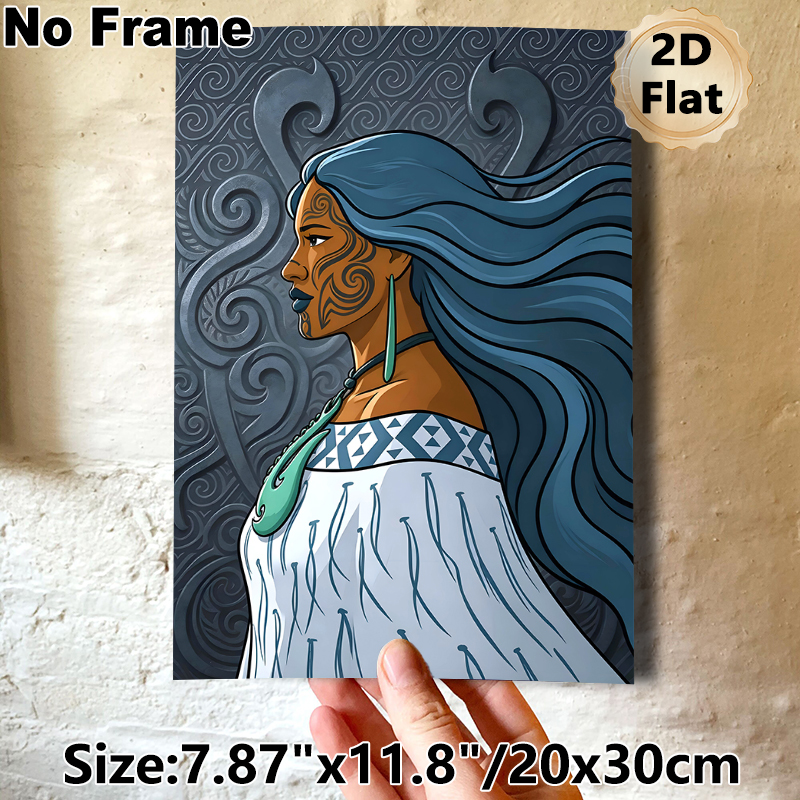 Maori Themed Painting Poster, Bold Tribal Style Portrait Poster, Distinctive Cultural Artwork Suitable For Living Room, Bedroom And Office Wall Decor_maomaolike.com