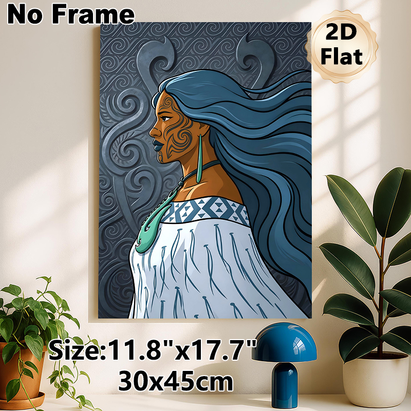 Maori Themed Painting Poster, Bold Tribal Style Portrait Poster, Distinctive Cultural Artwork Suitable For Living Room, Bedroom And Office Wall Decor_maomaolike.com