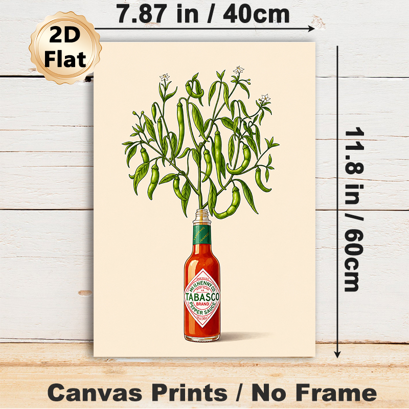 Creative Tabasco Pepper Plant Painting Poster, Vibrant Whimsical Illustration Poster, Unique Food-Themed Decor Ideal For Kitchen & Dining Area_maomaolike.com