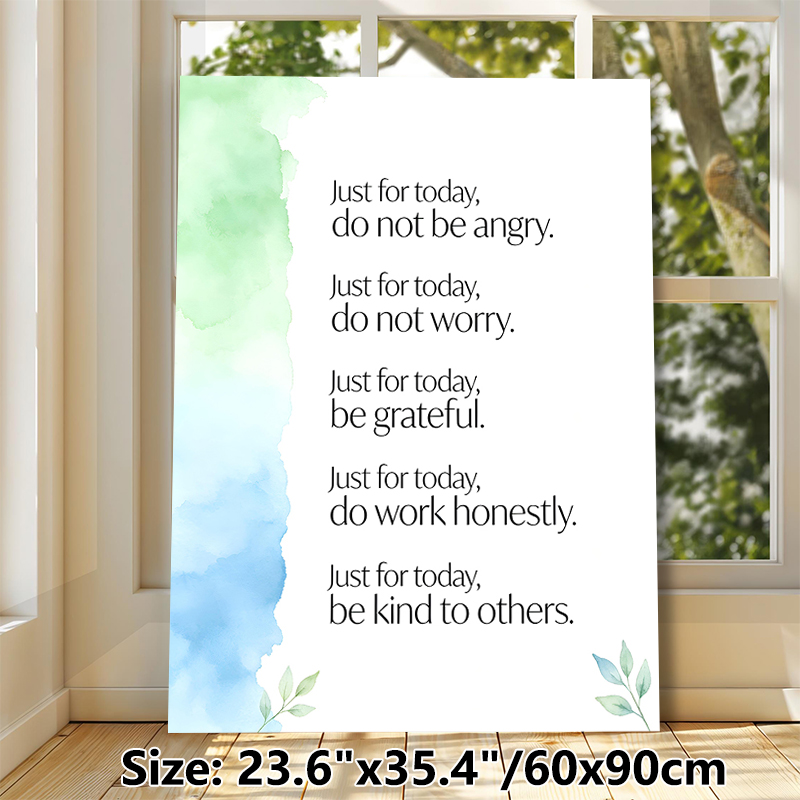 Inspirational Daily Mantra Painting Poster, Soft Watercolor Green & Blue Accent Poster, Uplifting Positive Affirmations To Cultivate Peaceful Mood_maomaolike.com
