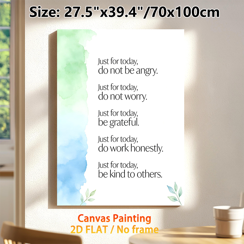 Inspirational Daily Mantra Painting Poster, Soft Watercolor Green & Blue Accent Poster, Uplifting Positive Affirmations To Cultivate Peaceful Mood_maomaolike.com