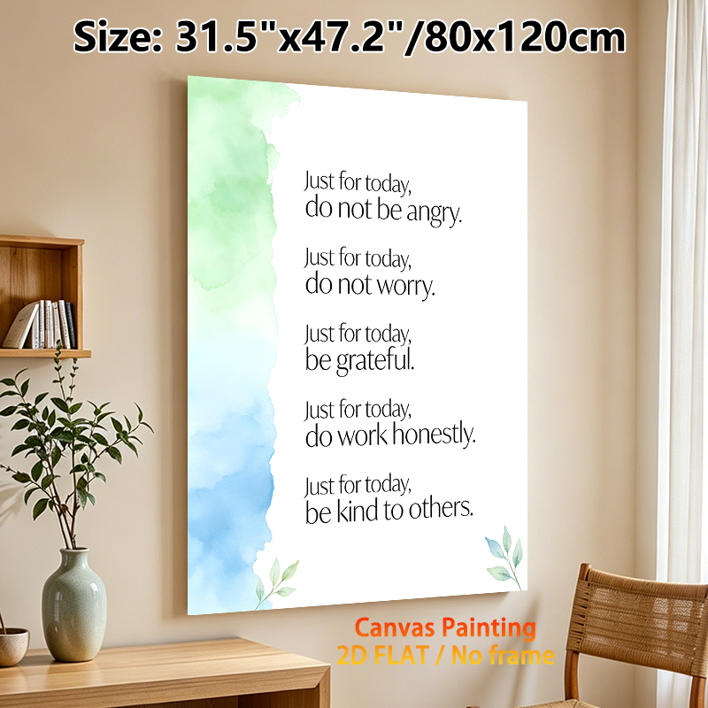 Inspirational Daily Mantra Painting Poster, Soft Watercolor Green & Blue Accent Poster, Uplifting Positive Affirmations To Cultivate Peaceful Mood_maomaolike.com