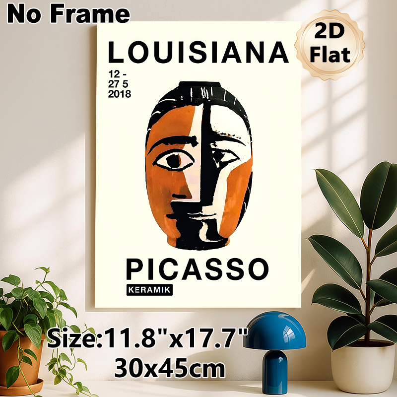 Picasso Abstract Cubist Face Painting Poster, Bold Color-blocked Art Exhibition Poster, Stylish Modern Art Decor Ideal For Living Room, Studio Wall_maomaolike.com