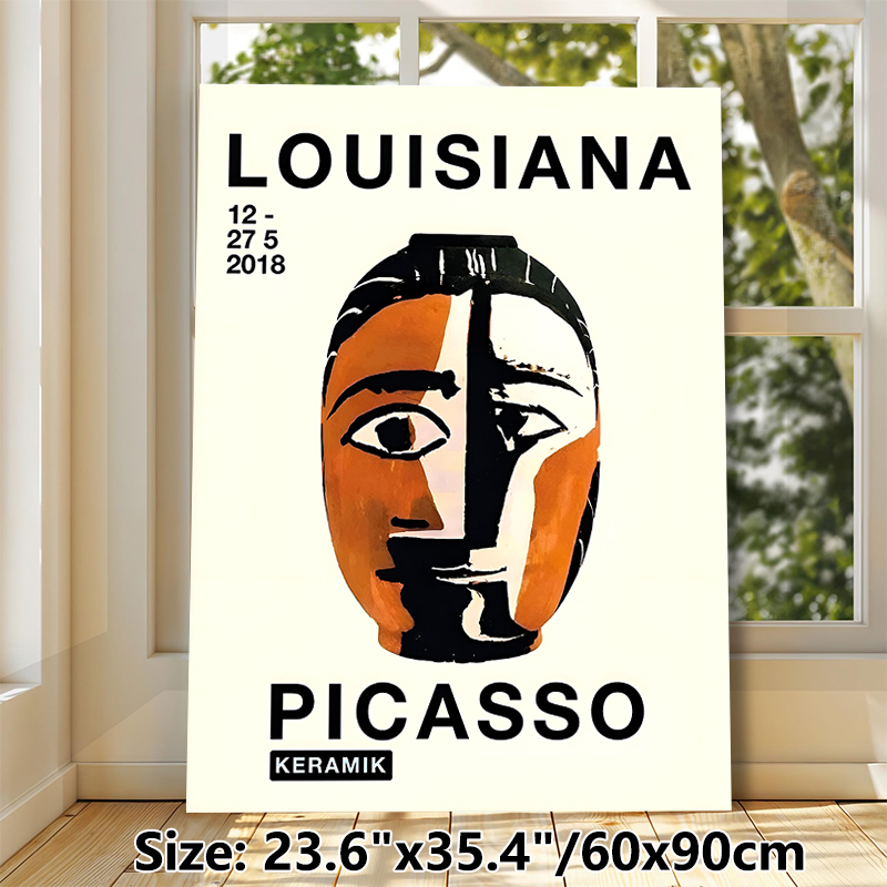 Picasso Abstract Cubist Face Painting Poster, Bold Color-blocked Art Exhibition Poster, Stylish Modern Art Decor Ideal For Living Room, Studio Wall_maomaolike.com