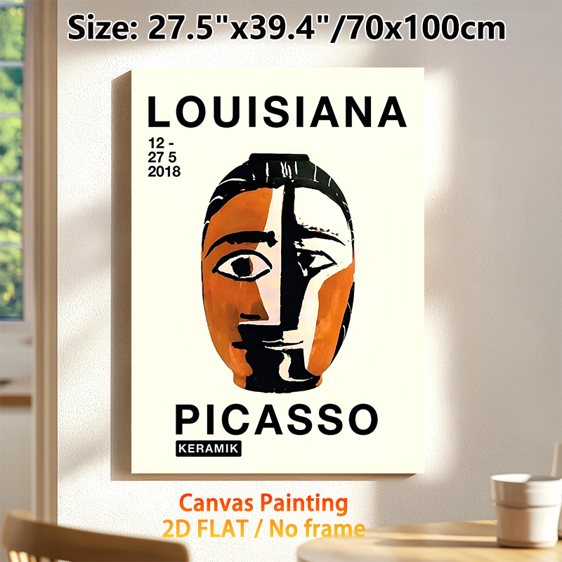 Picasso Abstract Cubist Face Painting Poster, Bold Color-blocked Art Exhibition Poster, Stylish Modern Art Decor Ideal For Living Room, Studio Wall_maomaolike.com