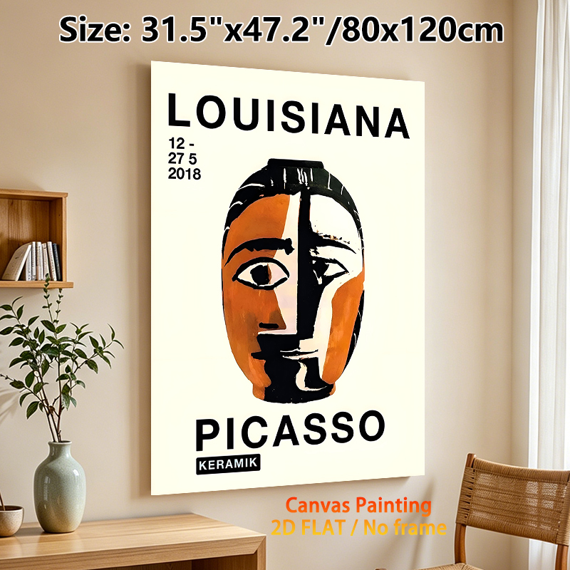 Picasso Abstract Cubist Face Painting Poster, Bold Color-blocked Art Exhibition Poster, Stylish Modern Art Decor Ideal For Living Room, Studio Wall_maomaolike.com