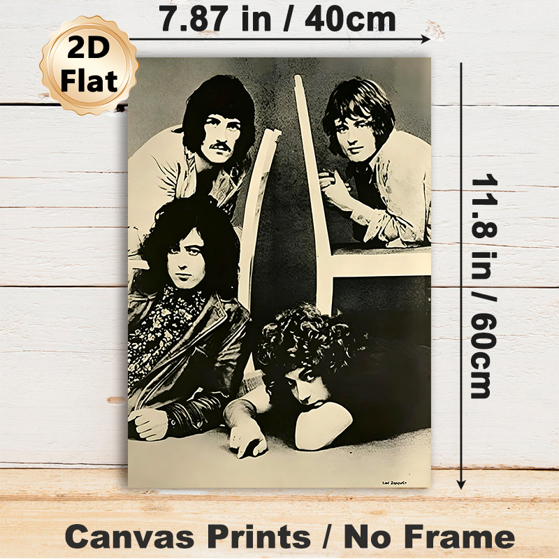 Vintage Rock Band Painting Poster, Monochrome Retro Classic Rock Group Portrait Poster, Timeless Nostalgic Decor Idea For Music Studio, Living Room_maomaolike.com