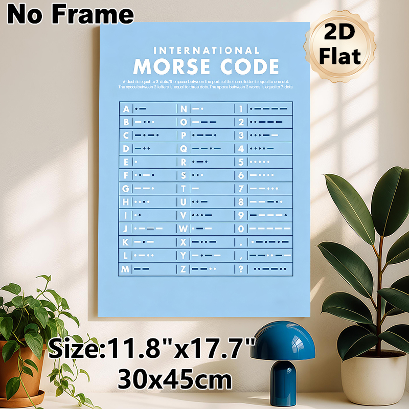 International Morse Code Painting Poster, Clear Light-blue Reference Chart Poster, Educational Reference For Learning Morse Code, Suitable For Home_maomaolike.com