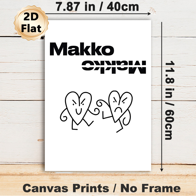 Makko Cartoon Heart Emotion Painting Poster, Minimalist Black & White Line-art Poster, Expressive Contrasting-mood Heart Figures, Chic Wall Decor_maomaolike.com