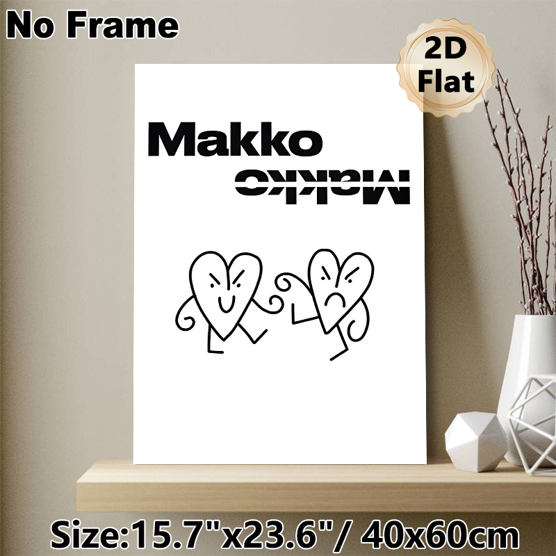 Makko Cartoon Heart Emotion Painting Poster, Minimalist Black & White Line-art Poster, Expressive Contrasting-mood Heart Figures, Chic Wall Decor_maomaolike.com