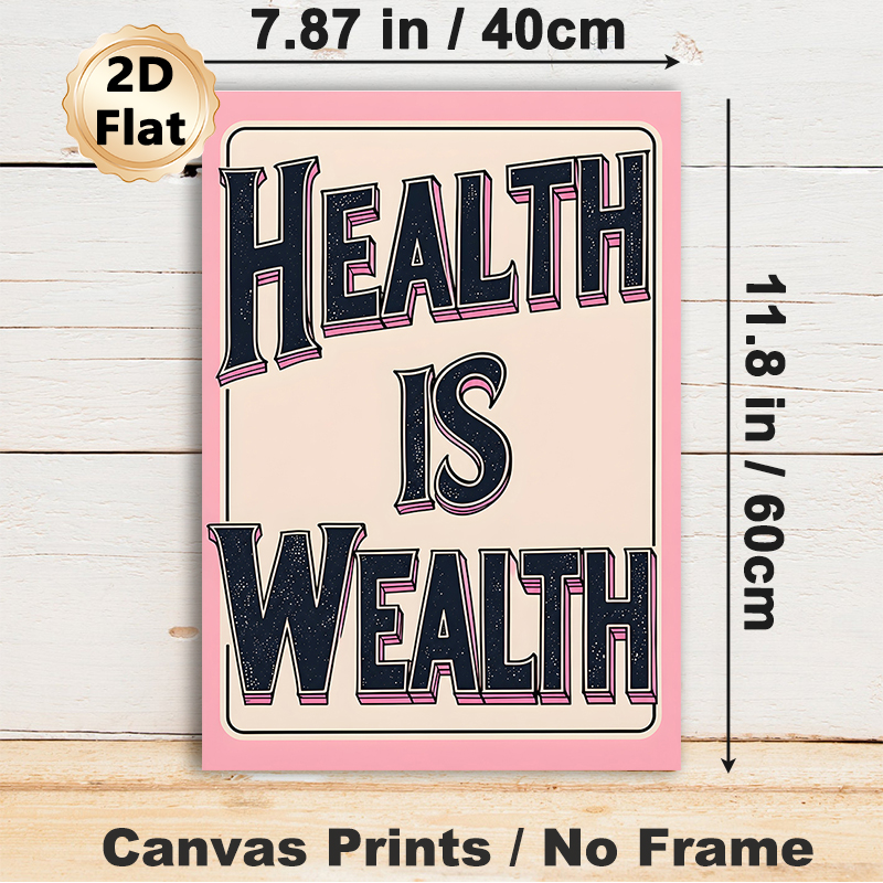 Health Is Wealth Themed Painting Poster, Vintage Stylized Typography Poster, Inspirational Health-focused Decor Ideal For Living Room, Bedroom Or_maomaolike.com