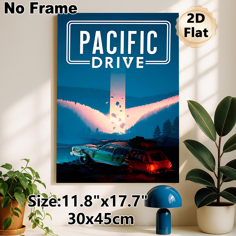 Pacific Drive Themed Painting Poster, Mysterious Vibrant Sci-Fi Wilderness & Modified Car Scene Poster, Immersive Atmospheric Design Ideal For Game_maomaolike.com