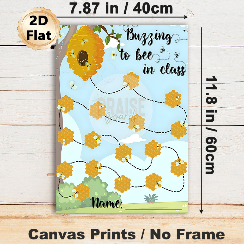 Bee & Honeycomb Themed Praise Chart Painting Poster, Vibrant Cartoon-style Bee & Honeycomb Scene Poster, Motivating Design For Tracking Positive_maomaolike.com