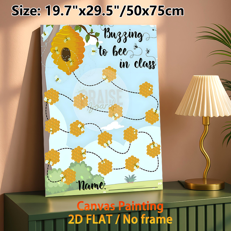 Bee & Honeycomb Themed Praise Chart Painting Poster, Vibrant Cartoon-style Bee & Honeycomb Scene Poster, Motivating Design For Tracking Positive_maomaolike.com