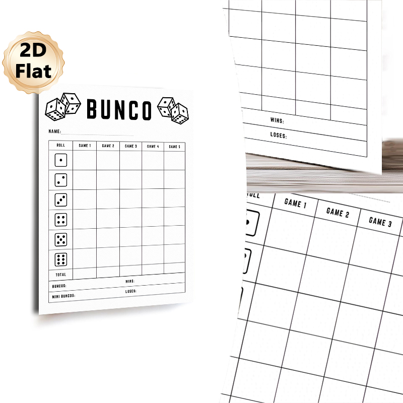 Bunco Game Score Sheet Painting Poster, Minimalist Black-and-White Dice Game Score Poster, Practical Score Tracker For Bunco Matches, Suitable For_maomaolike.com