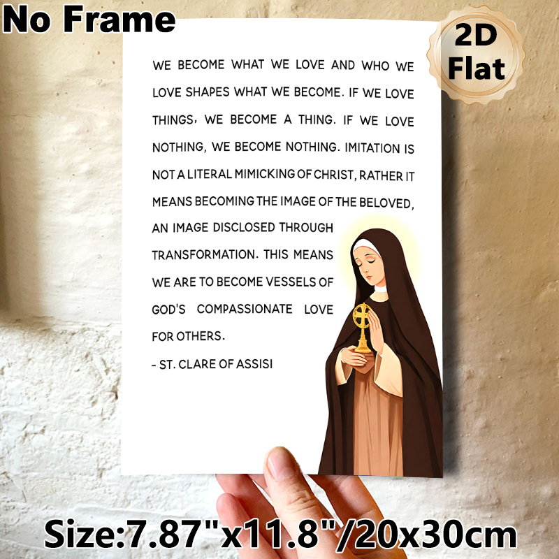 St. Clare Of Assisi Religious Quote Painting Poster, Serene Faith-inspired Graphic Poster, Inspirational Spiritual Message Suitable For Home, Prayer_maomaolike.com