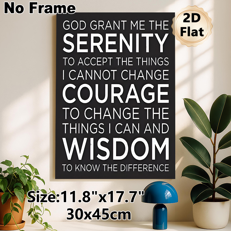 Serenity Prayer Painting Poster, Minimalist Black & White Typography Poster, Inspirational Text To Foster Inner Peace, Suitable For Living Room, Study_maomaolike.com