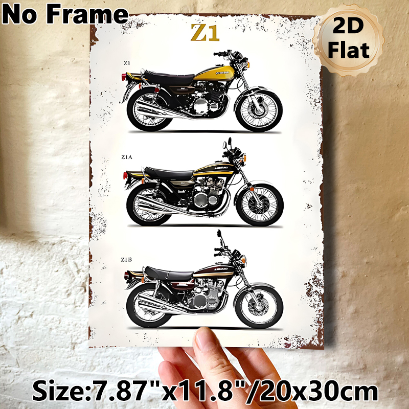 Vintage Z1 Series Motorcycle Painting Poster, Retro Distressed Border Multi-variant Motorcycle Poster, Classic Motorcycle Collection Design, Ideal For_maomaolike.com