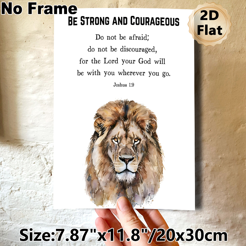 Religious Bible Verse Lion Painting Poster, Soft Watercolor Lion Portrait Poster, Inspirational Spiritual Decor Ideal For Home, Office, Prayer Room_maomaolike.com