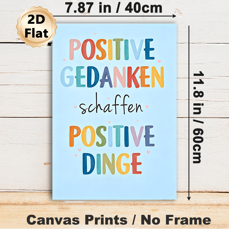 Positive German Quote Painting Poster, Soft Pastel Colorful Watercolor Lettering Poster, Uplifting Mood Decor Ideal For Bedroom, Home Workspace_maomaolike.com