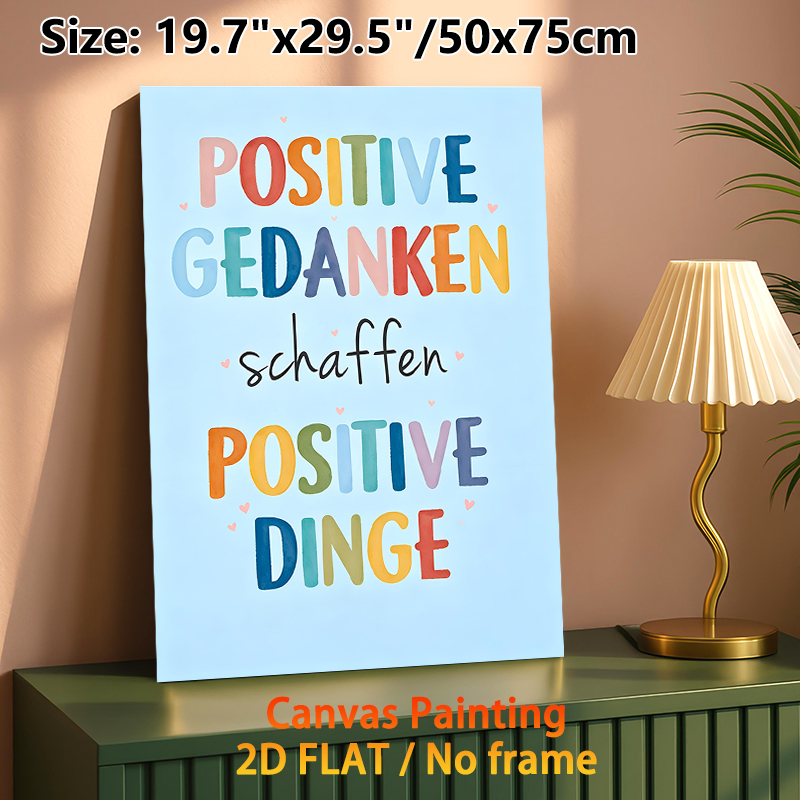 Positive German Quote Painting Poster, Soft Pastel Colorful Watercolor Lettering Poster, Uplifting Mood Decor Ideal For Bedroom, Home Workspace_maomaolike.com
