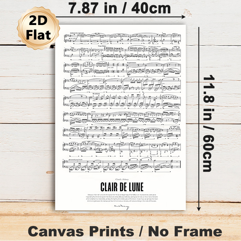 Clair De Lune Sheet Music Painting Poster, Elegant Monochrome Musical Notation Poster, Artistic Classical Music Decor To Bring Refined Ambiance For_maomaolike.com