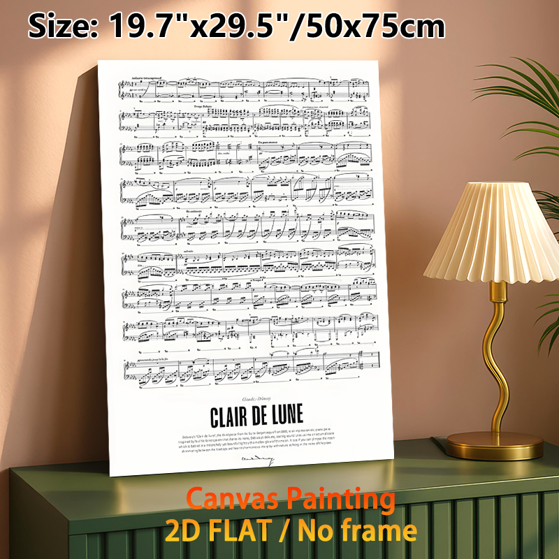 Clair De Lune Sheet Music Painting Poster, Elegant Monochrome Musical Notation Poster, Artistic Classical Music Decor To Bring Refined Ambiance For_maomaolike.com