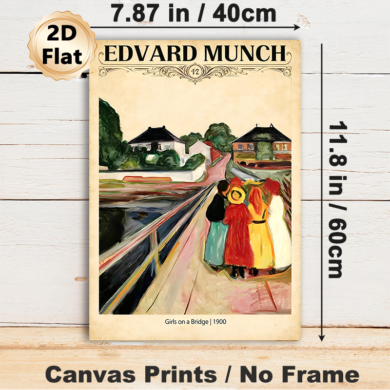 Girls On A Bridge Painting Poster, Vintage-toned Expressionist Art Poster, Classic Edvard Munch Reproduction, Ideal For Home Walls, Living Room And_maomaolike.com