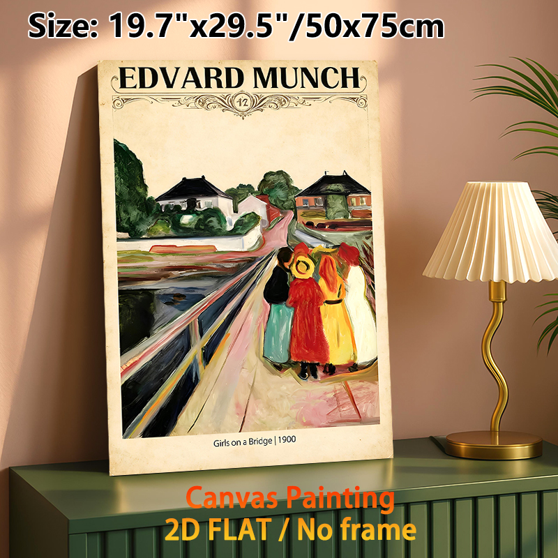 Girls On A Bridge Painting Poster, Vintage-toned Expressionist Art Poster, Classic Edvard Munch Reproduction, Ideal For Home Walls, Living Room And_maomaolike.com