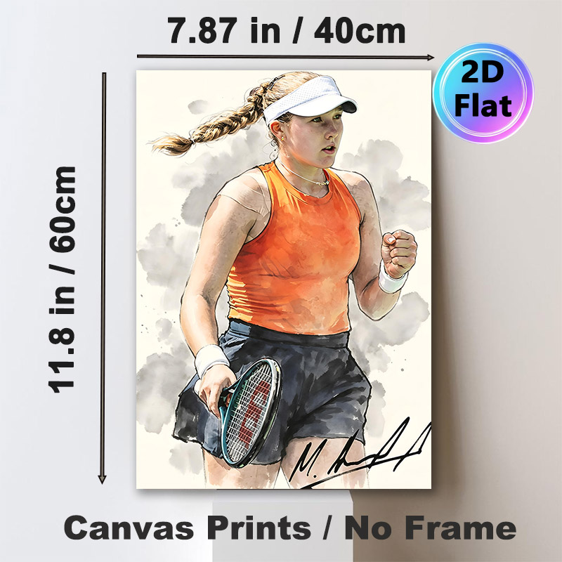 Tennis Player Painting Poster, Vibrant Watercolor Style Poster, Dynamic Competitive Tennis Athlete Celebrating Moment, Inspiring Sports-themed Decor_maomaolike.com