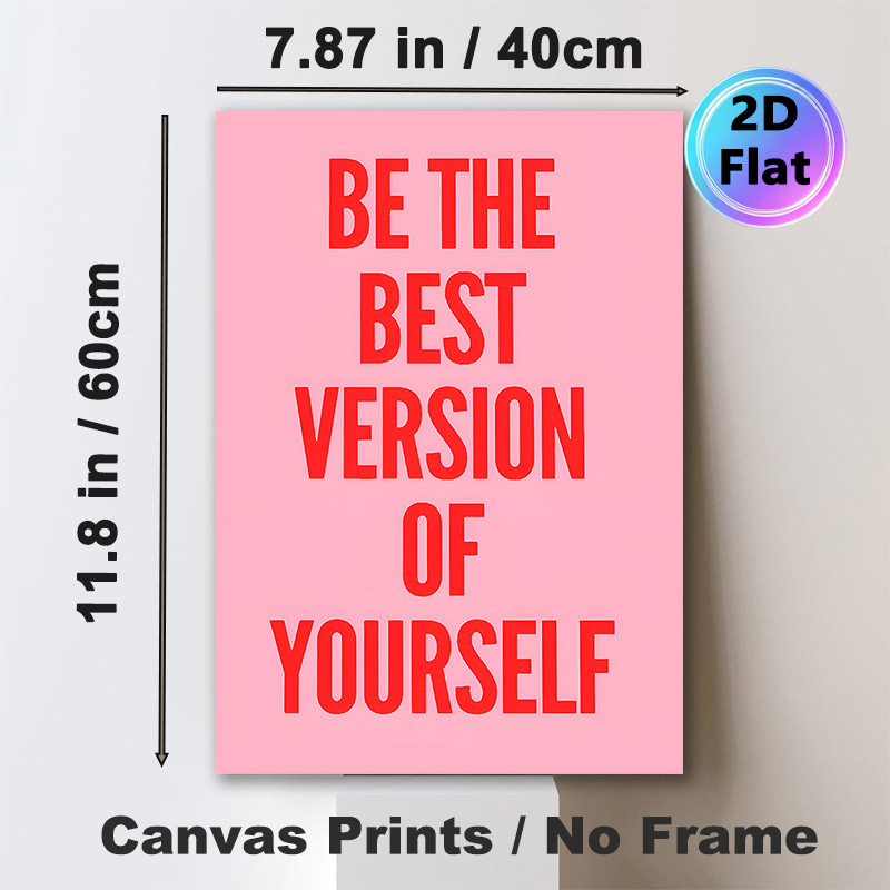 Motivational "Be The Best Version Of Yourself" Quote Painting Poster, Bold Red Typography On Soft Pink Poster, Inspirational Daily Reminder Suitable_maomaolike.com