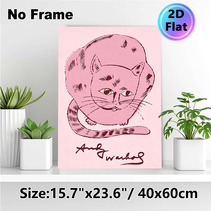 Pink Curled Cat Painting Poster, Soft Pink Line Art Style Poster, Charming Curled Cat With Striped Details, Ideal For Bedroom And Living Room Decor_maomaolike.com